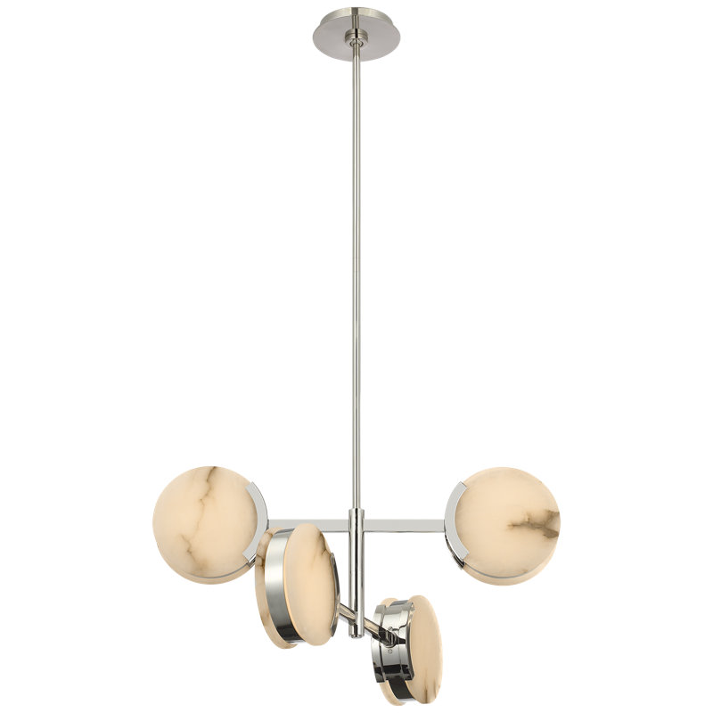 Kelly Wearstler Melange 25" Multi-Positional Semi-Flush Chandelier in Bronze with Alabaster, Polished Nickel
