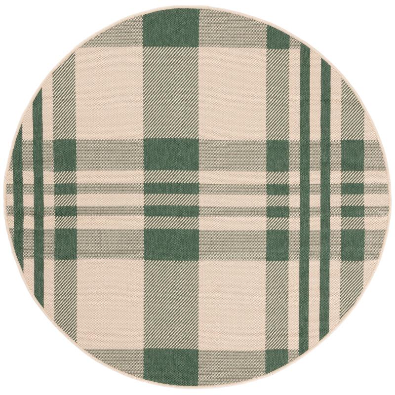 Andreya Performance Plaid Indoor/Outdoor Area Rug, Round 5'3"