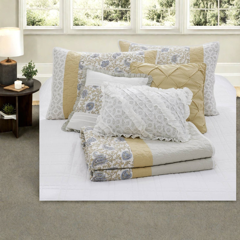 Reversible Bedding Sets, Cotton Percale 6 Piece Farmhouse Bedroom