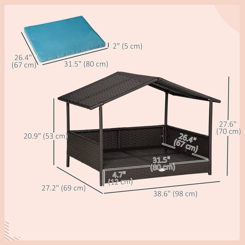 Niche pour chien Lininger, Bleu / Gris pâle, H 27,5 po x l 37,5 po x P 27,25 po