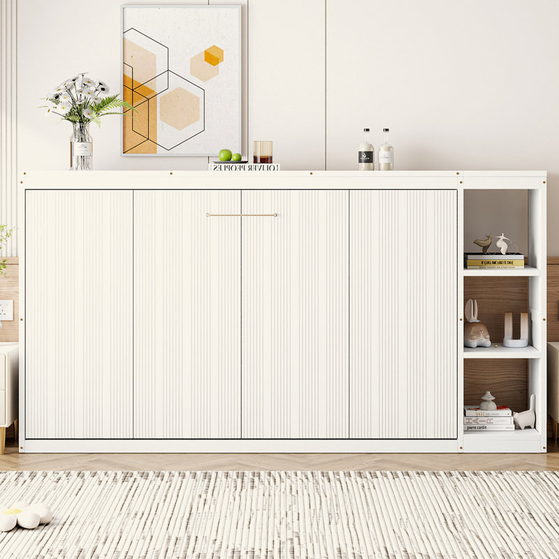 Murphy Bed With Bookshelf, Twin, White