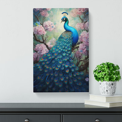 Peacock Romanticism - Wrapped Canvas Print