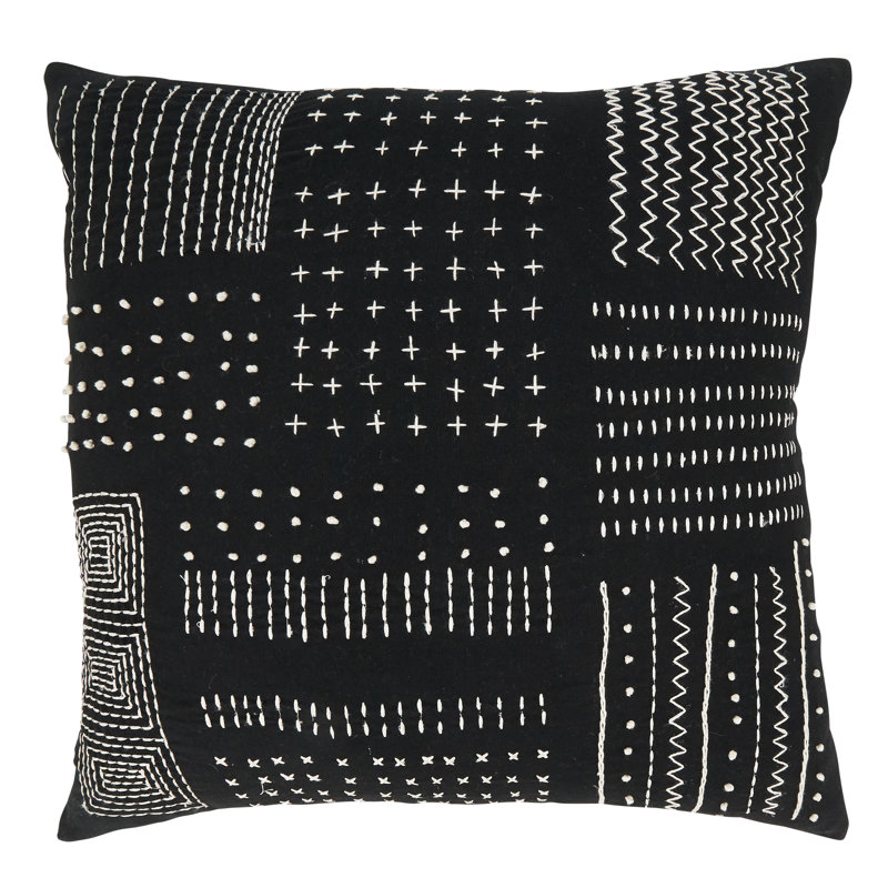 Jacoby Collection Cotton Throw Pillow, Black, Down