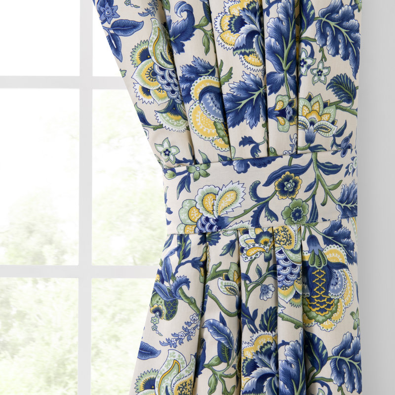 Regency Cotton Blend Room Darkening Curtain Pair, 48" W x 84" L, Blue