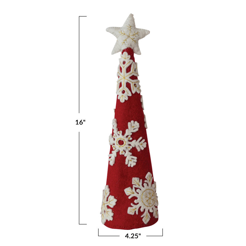 Artisan Wool Felt Tree with Embroidered Star