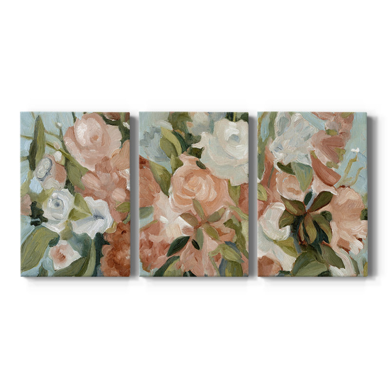 Bouquet Scatter II - Toile tendue avec châssis sur mesure - 3 pièces, H 60 po x l 120 po