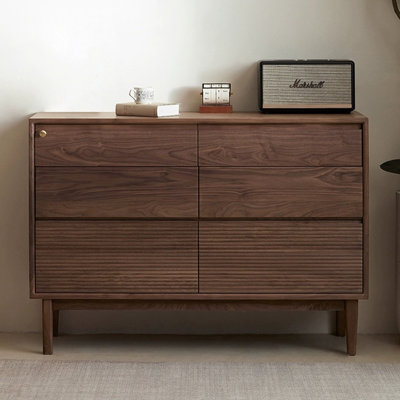 Black Walnut Color Solid Wood Accent Cabinet