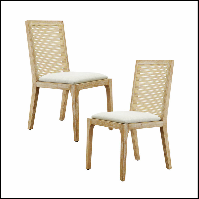 Ensemble de 2 chaises de salle à manger capitonnées Channel, confortables et élégantes avec coussins épais et structure en bois durable