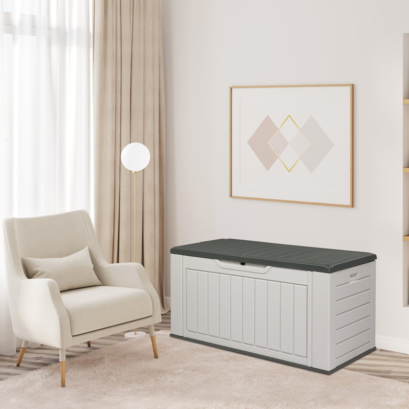 Boîte de rangement verrouillable en plastique de polyéthylène de 158 gallons Winado en blanc / gris