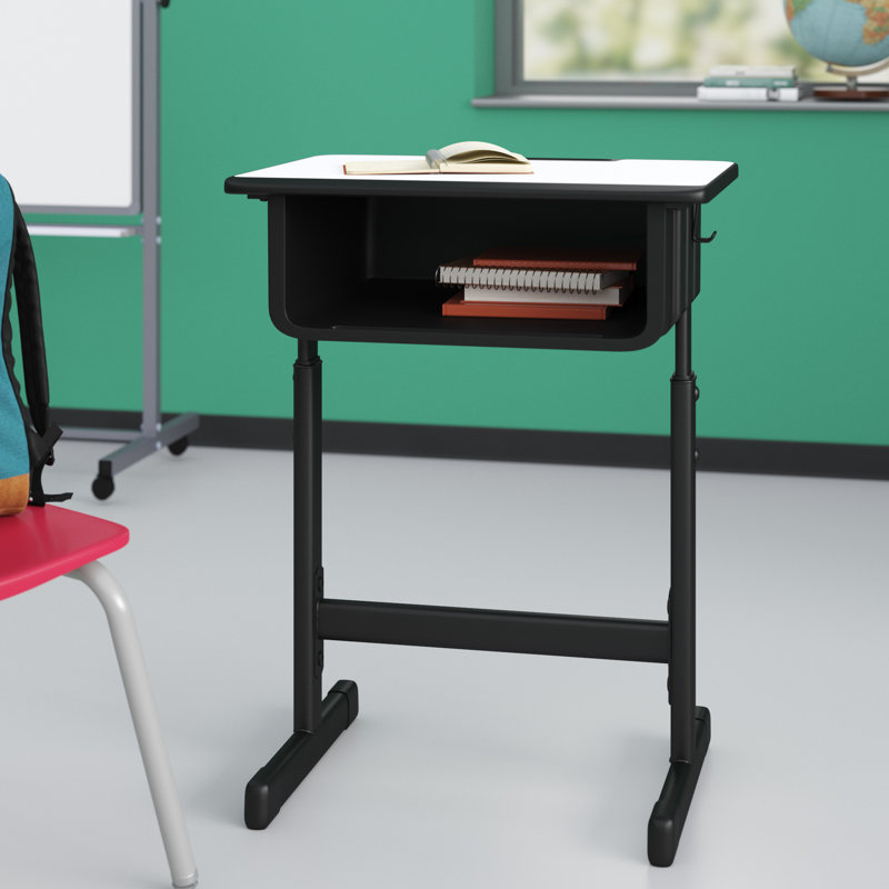 Student Desk with Top and Adjustable Height Pedestal Frame
