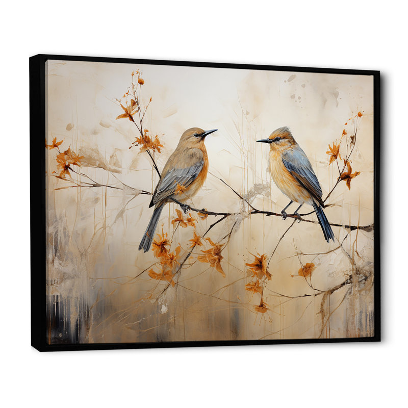Minimalisme, oiseaux, paradis, art mural sur toile, H 30 po x l 40 po x P 1,5 po, Cadre flottant noir