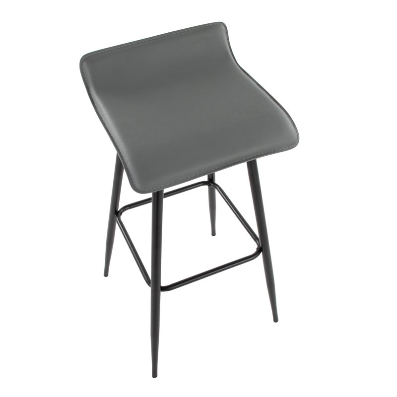 Kalsum Swivel Upholstered Counter Stool with Metal Frame, Dark Grey