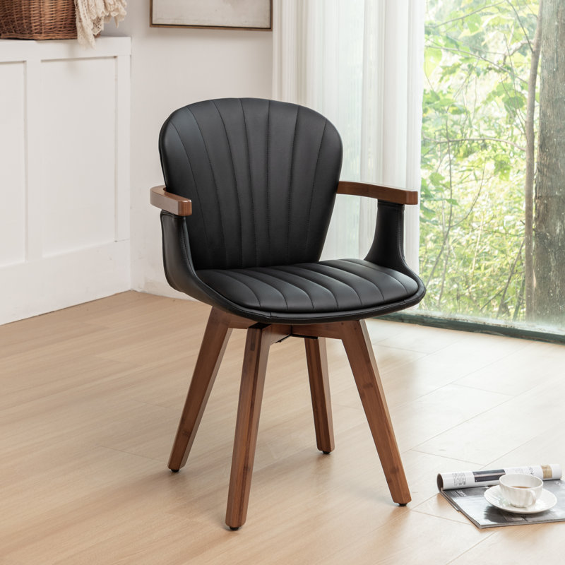 Donato Modern 360° Swivel Faux Leather Home Office Chair, Black