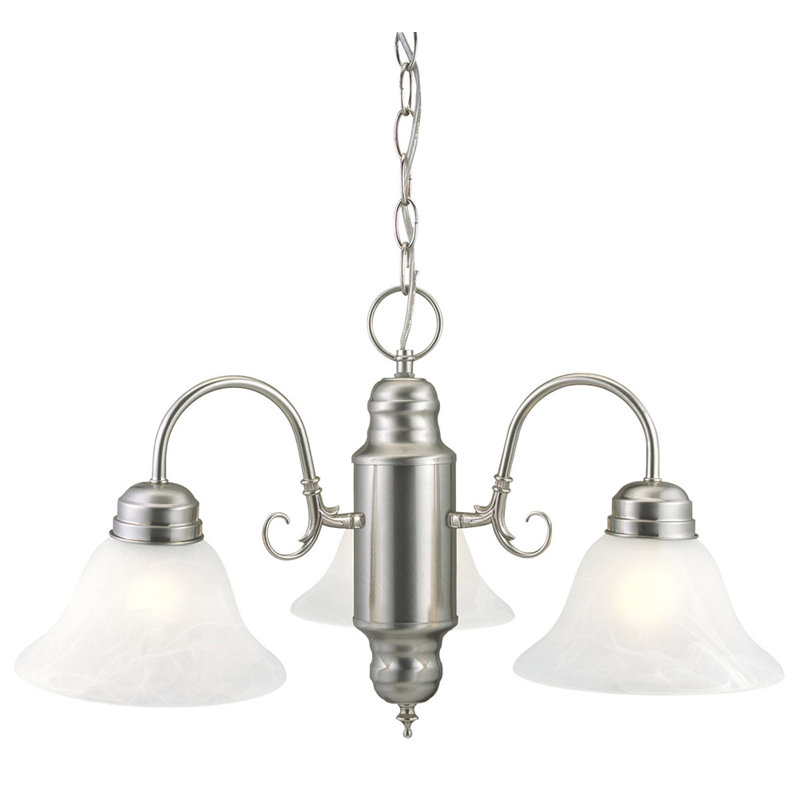 Lustre classique / traditionnel à 3 lumières Guildford, Nickel satiné