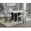 1 table de salle à manger contemporaine à hauteur de comptoir transitionnelle carrée avec plateau en faux marbre noir et blanc