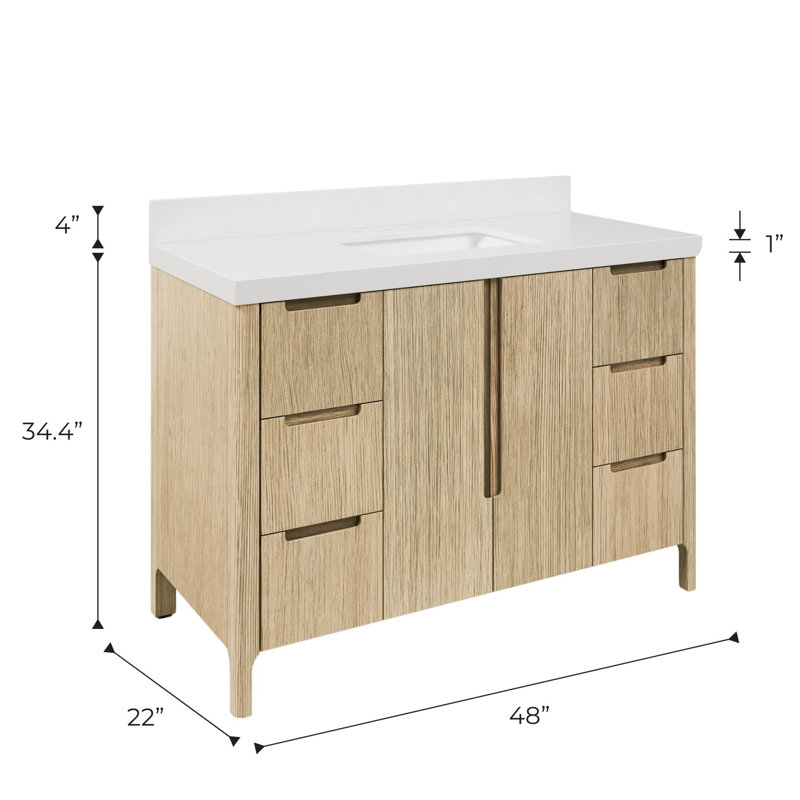Sequoia 48 In. Single Sink Whitebrook Quartz Countertop Bath Vanity in Mango Wood, Brown