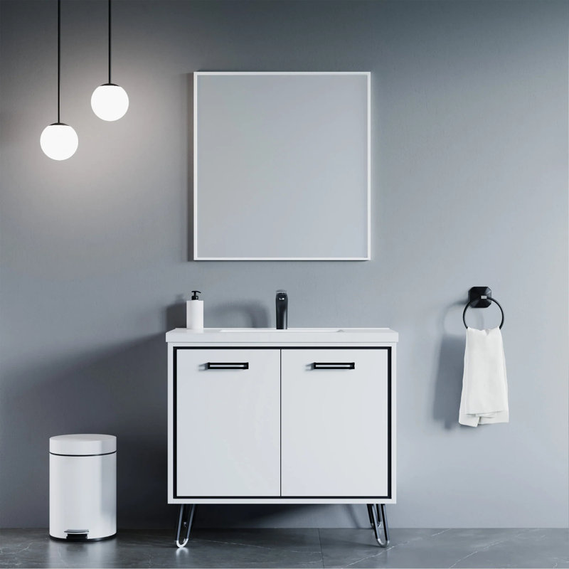 Lunea 36'' Single Bathroom Vanity with Drop-In Ceramic Sink – Soft-Close Doors, Generous Storage & Nordic Minimalist Style