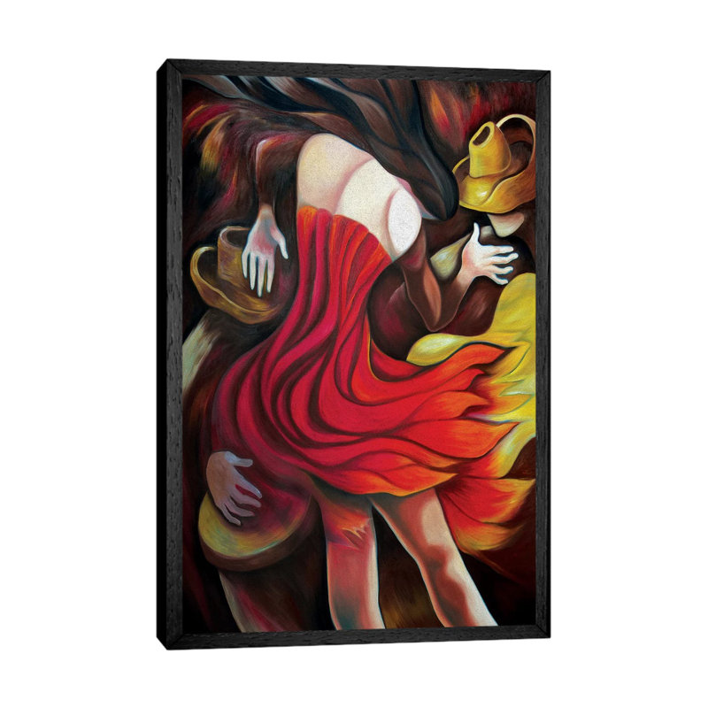 Rumba Of Fire by Dixie Miguez - Painting on Canvas, Black Framed, 66.04cm H x 45.72cm W x 3.81cm D