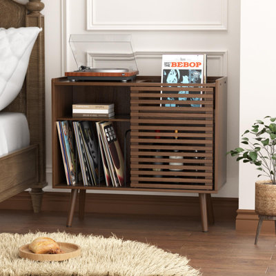 Support pour tourne-disque avec rangement en vinyle
