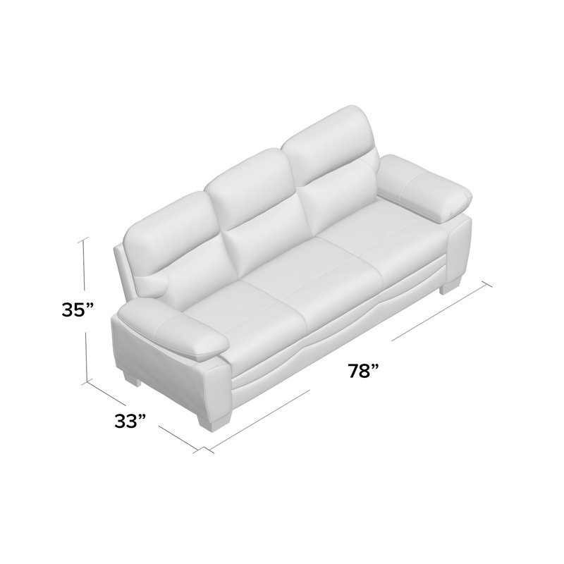 Torcon Faux Leather Pillow Top Arm Loveseat, Gray Faux Leather, 35"H x 78"W x 33"D