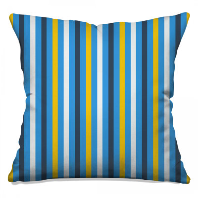 Vertical Blue Yellow Stripes Double Sided Throw Pillows