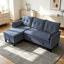 Canapé modulaire réversible en L avec rangement - coton et lin-738486235