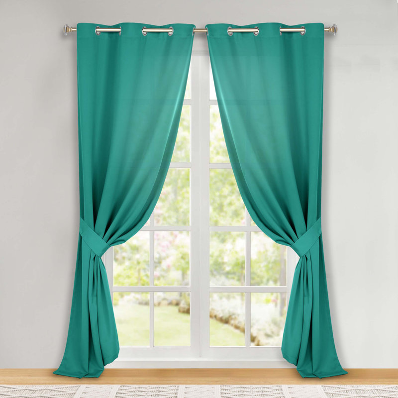 Paire de rideaux obscurcissant avec œillets Millendon, Bleu céruléen, L 42 po x L 108 po