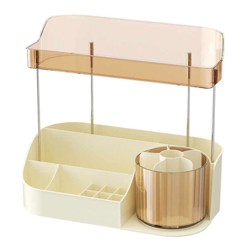 Boîte de rangement rotative 360 ° pour salle de bain, Brun
