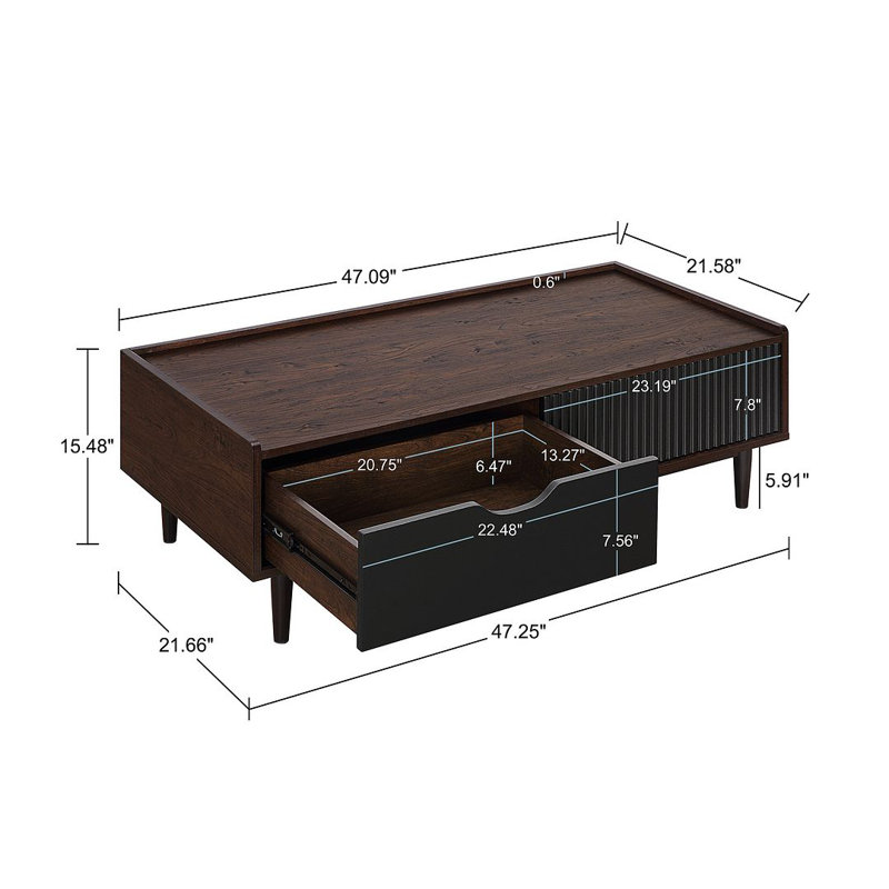 Yonda 4 Piece Living Room Set: Sideboard, TV Stand, Coffee Table, Nightstand, Dark Brown/Black