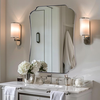Miroir de salle de bain Contemporary Cadre en acier inoxydable