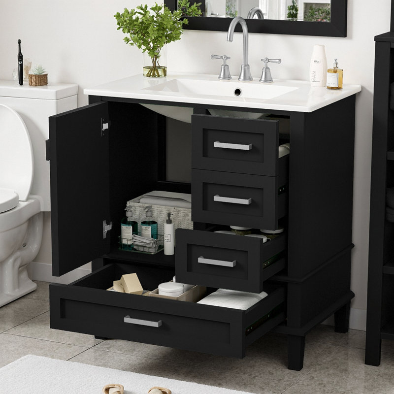 Meuble-lavabo Velora, Noir