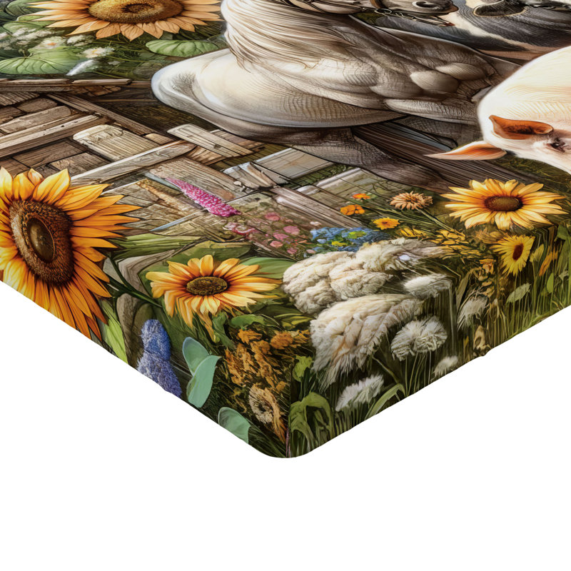 Drap-housse rustique_ Vie campagnarde rétro_ Terre jaune et multicolore, Drap-housse simple TG