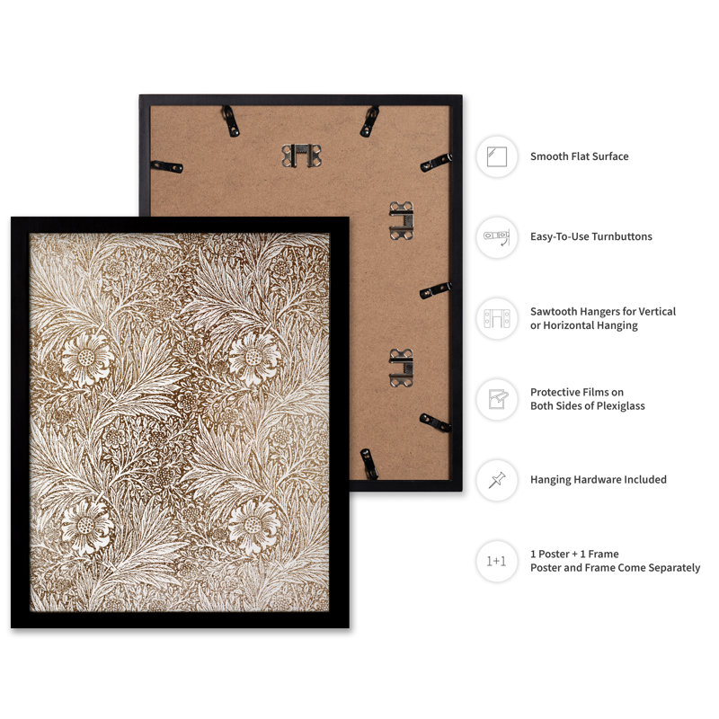 William Morris - souci n ° 9, Black Framed, Poster, 12"H x 16"W