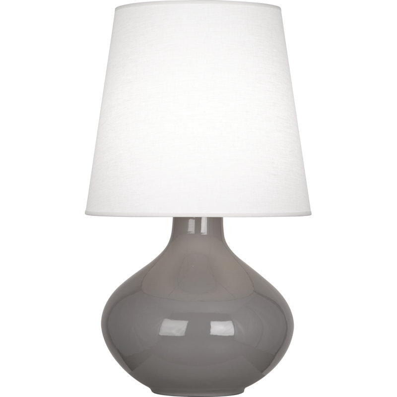 June Ceramic Table Lamp, Oyster Linen, Smokey Taupe