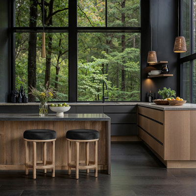 Tabouret de comptoir en velours Monette
