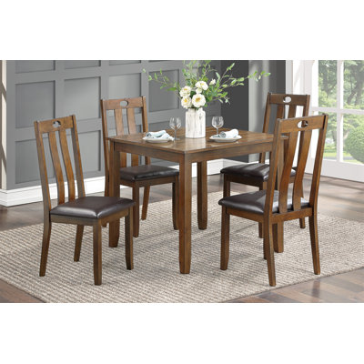 Brown Finish 5Pc Dining Set Table And 4 Side Chairs Upholstered Seat Wooden Kitchen Dining Furniture Set Transitional Style ZXZX-B011P17088 -  Lark Manorâ¢, DA50B39A9E0E4D3A86BCB5B937A13181