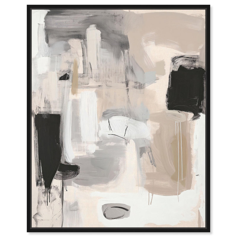 «Beauty of Beige II» par Art Remedy, H 21 po x l 17 po, Cadre flottant, Noir
