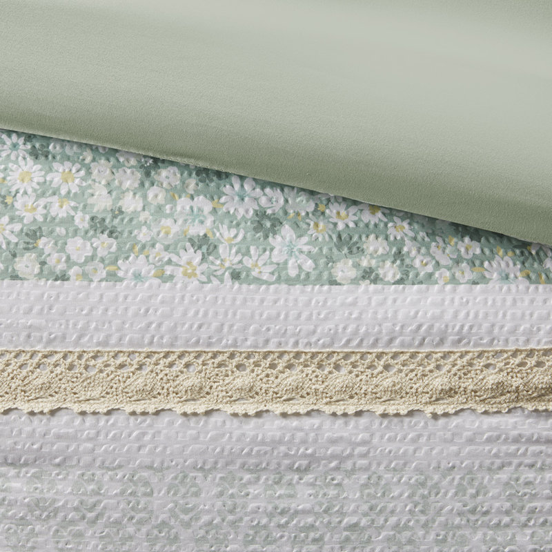 Ensembles de literie élégants en coton hypoallergénique Farmhouse Seersucker, parfaits pour la maison