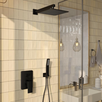 Complete Shower System,Shower Faucet Set with 10" Rain Shower head and Handheld Shower Head Set