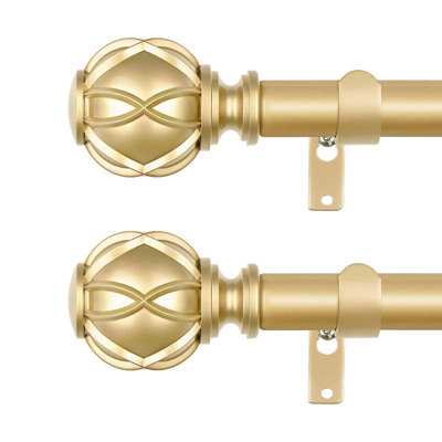 Curtain Poles 80 To 148 Cm, 2 Pack, 19Mm Diameter Extendable Curtain Rod With Netted Finials