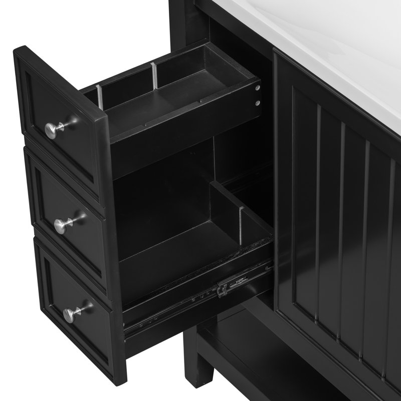 Tylerr 36'' Single Bathroom Vanity With Ceramic Top, Black