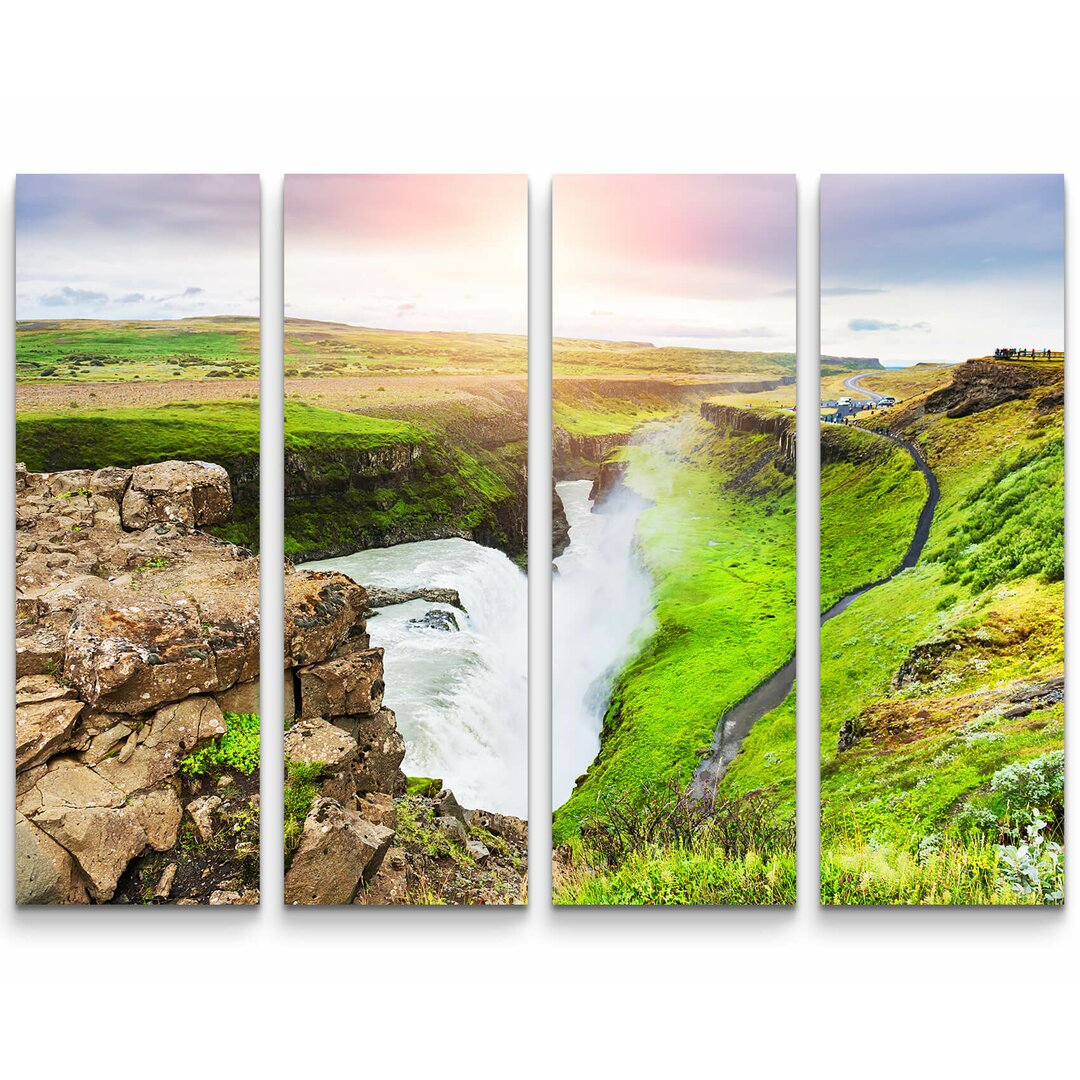 4-tlg. Leinwandbilder-Set Gullfoss Wasserfall in Island