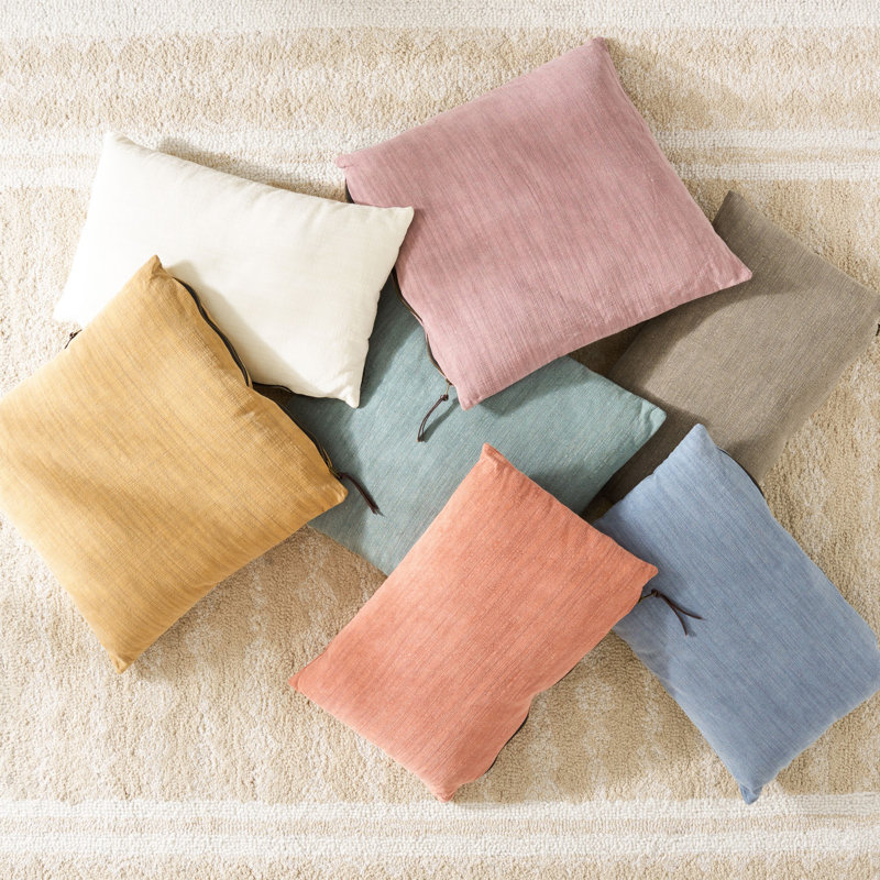 Blush Dusty Pink Rectangular Decorative Pillow with Zipper Closure