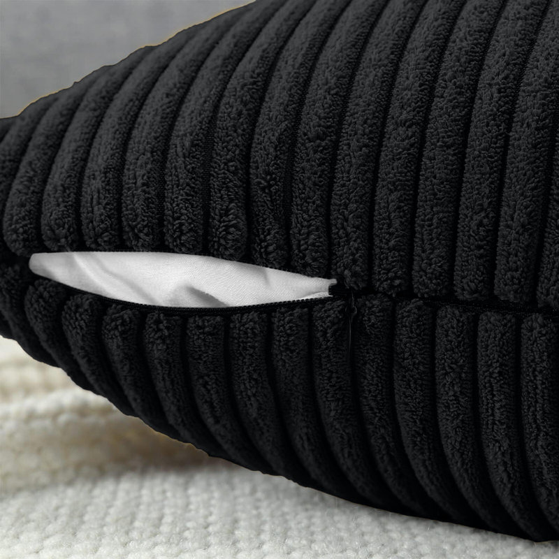 Striped Square Throw Cushion Pad, Black