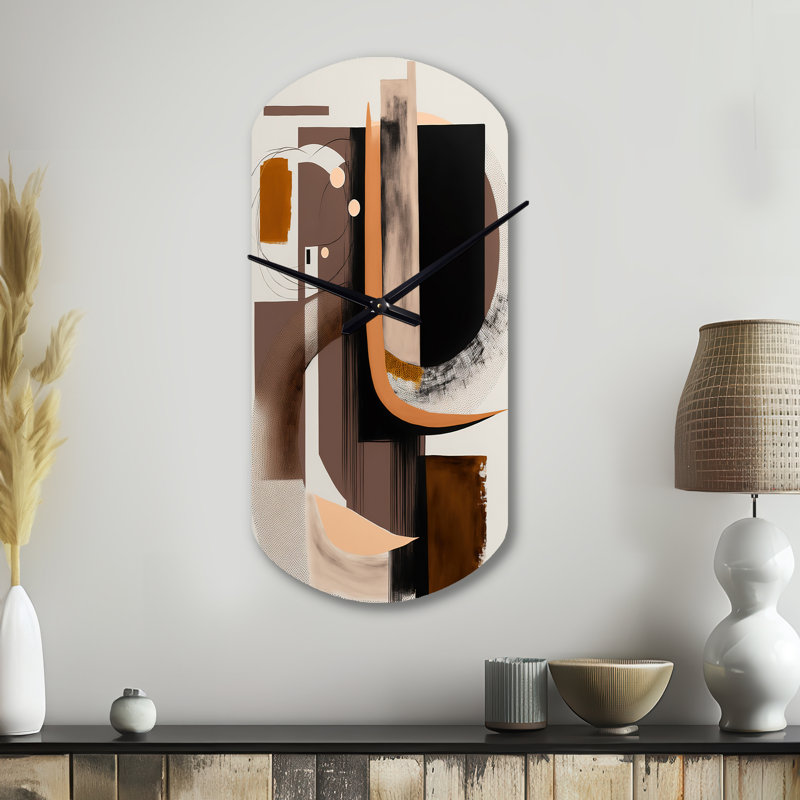 Art moderne à l'aquarelle - horloge murale asymétrique transitionnelle en métal, sans horloge murale, Petit
