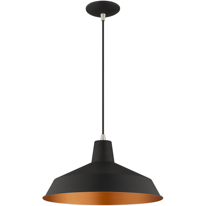 Luminaire suspendu en forme de dôme à 1 lumière Taleke, Noir, Noir / or