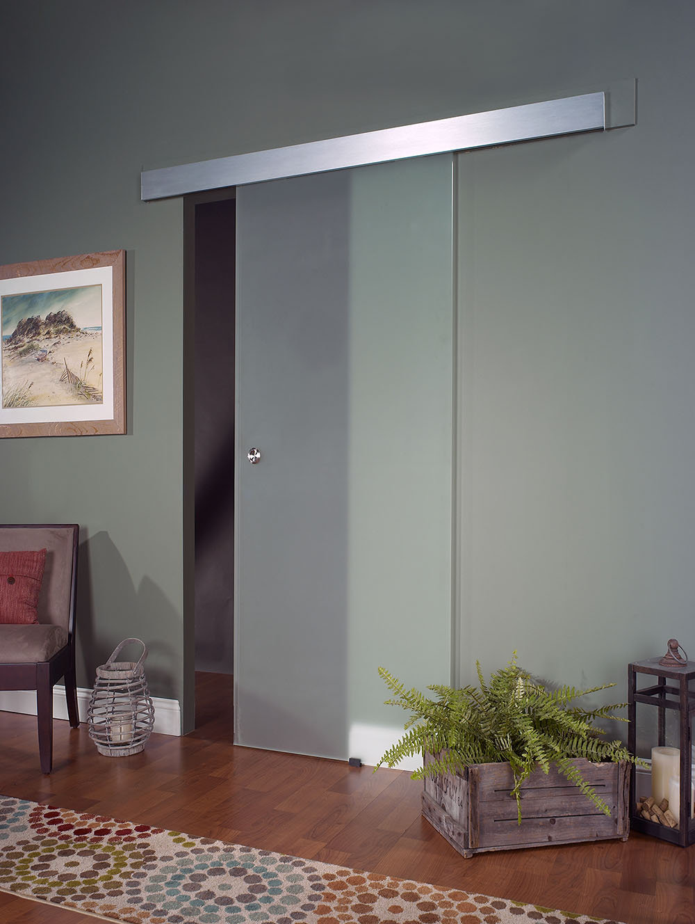 LTL Home Products Pinecroft Glass Barn Door with Installation Hardware