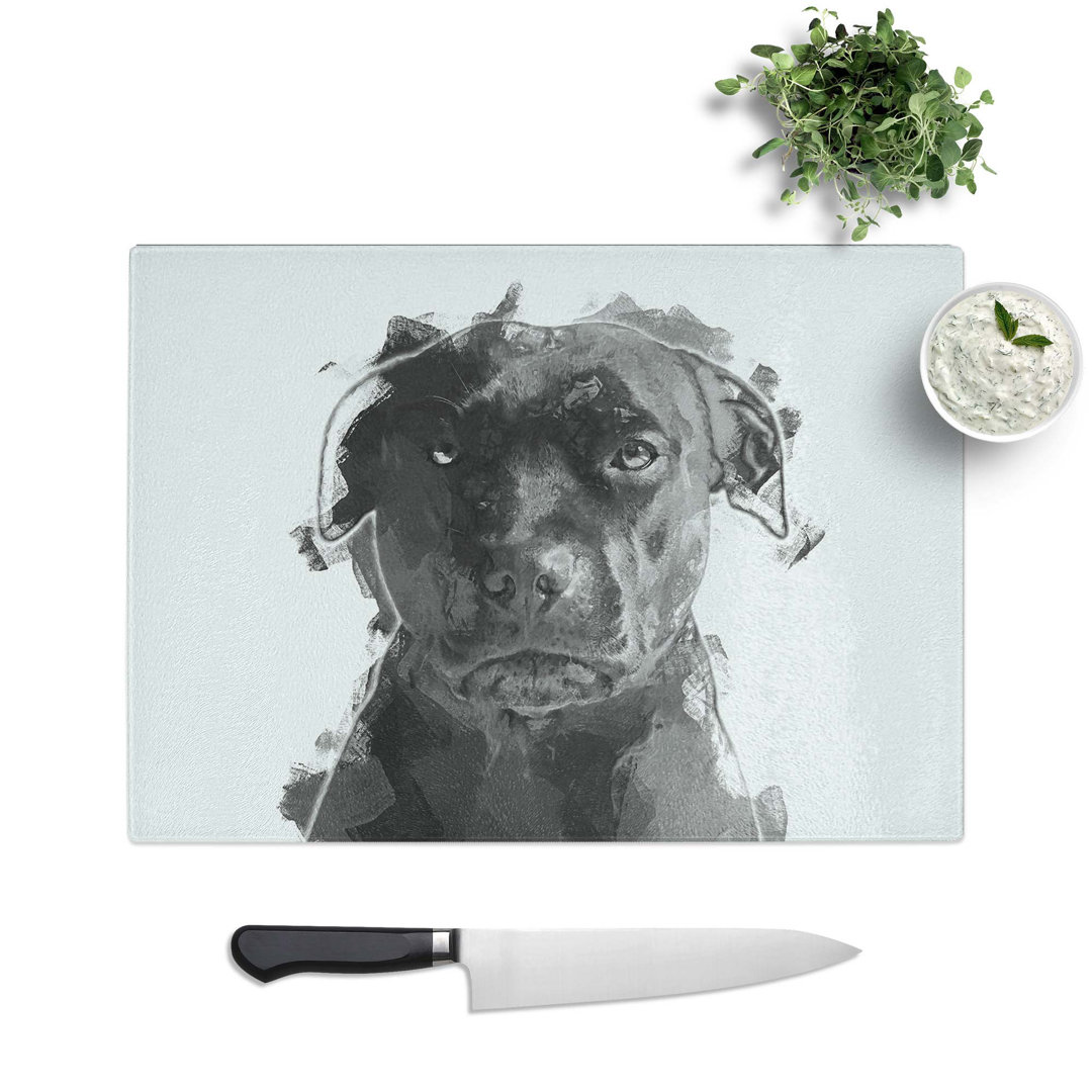 Tempered Glass Staffordshire Bull Terrier Dog Chopping Board