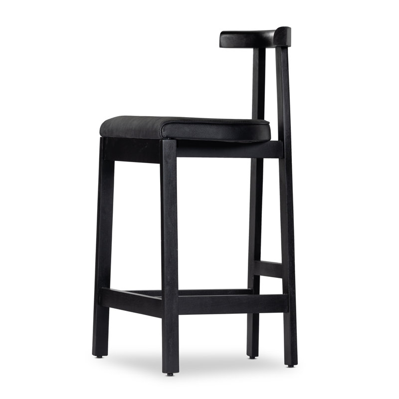 Easah Leather Bar & Counter Stool, Black, Counter Stool (26” Seat Height)