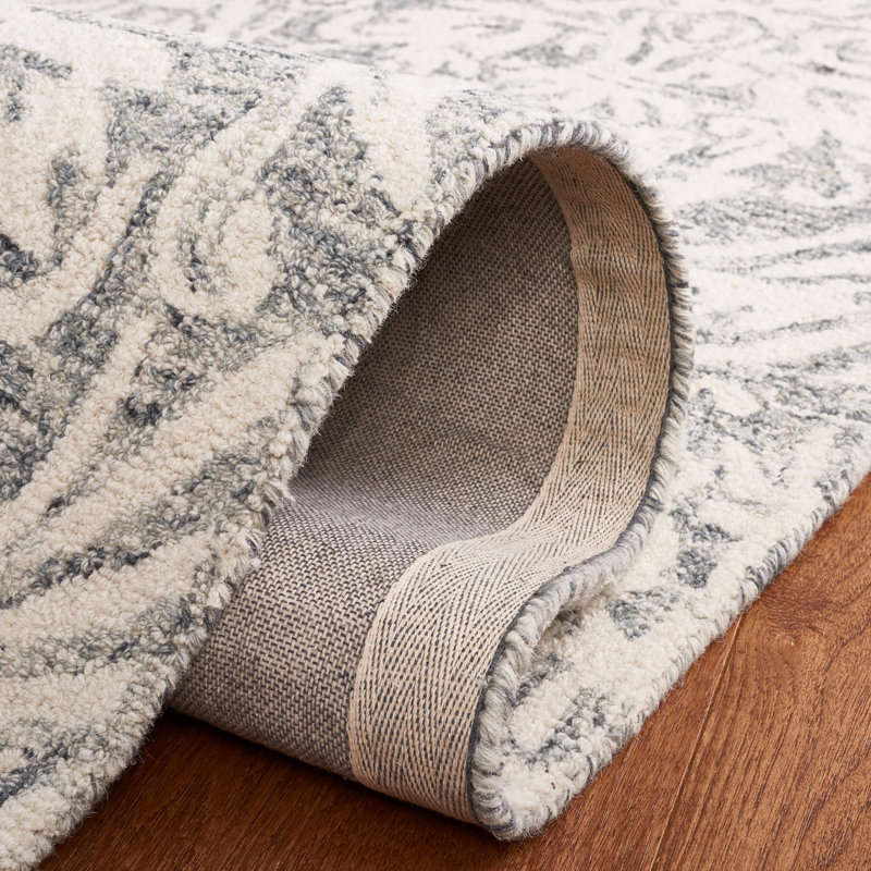 Tapis abstrait ivoire / gris Ladwige 204, Tapis de couloir 2 pi 3 po x 8 pi